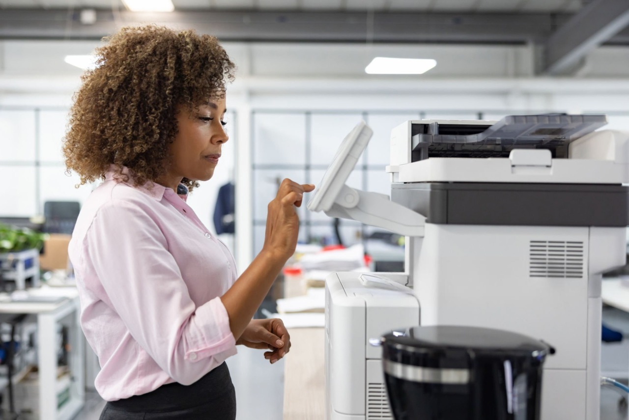 Professional using office printer